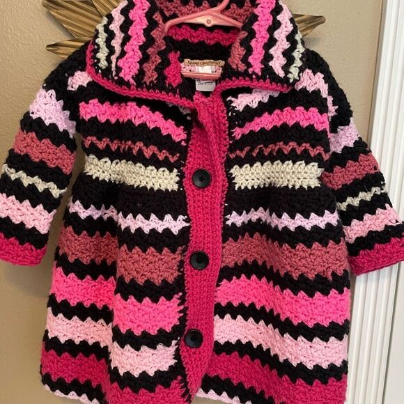 Little Girl Crochet Handmade Coat Dress 18-24 Months - Picture 10 of 16